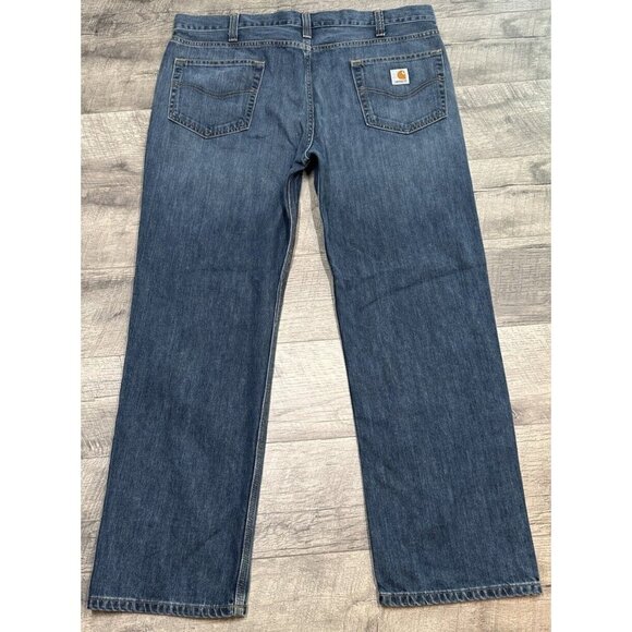 Carhartt Jeans Mens 40 Blue Denim Straight Fit Relaxed Work Pants 40x30 - Picture 2 of 11